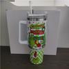 40oz/1200ML Christmas Grinch Tumbler with Handle and Straw For Sports or Travel
