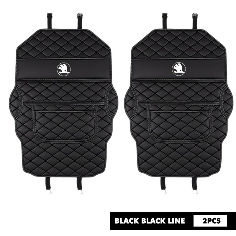 LOLL4 Leather Car Anti-Kick Mats Seat Back Protector Cover Anti-Dirty Storage Bag For Skoda octavia a5 a4 mk1 2 fabia superb rapid mk3