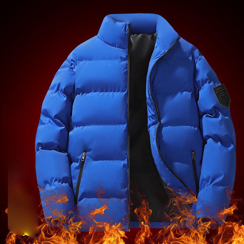 Мужская куртка свободного покроя с утолщенным пухом больших размеров для осени и зимы, однотонная короткая куртка-пуховик на молнии, кардиган, верхняя одежда