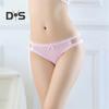 Sexy Embroidery Lace Stitching Briefs Solid Color Bowknot Decor See Through Mesh Thong Low Rise Ultra Thin Hollow Out Panties