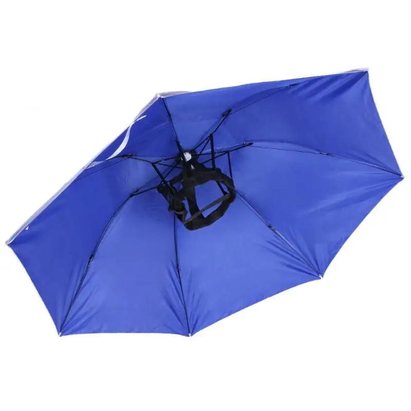 90CM Large Head Umbrella Anti-UV Anti-Rain Outdoor Travel Fishing Umbrella Hat Portable Three-Folding Umbrella Men Women