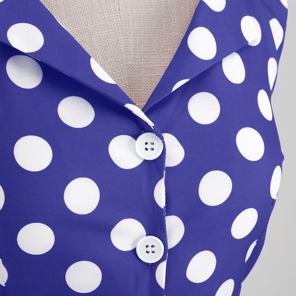 Женское вечернее платье в стиле ретро с принтом в горошек, А-силуэта, с открытой спиной, с вырезом-халтер и V-образным вырезом, облегающее, с высокой талией, на пуговицах