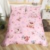 Cartoon Cute Pink Pig Duvet Cover for Children Boys Girls Microfiber Pigs Floral Cartoon Farm Animals Theme Bedroom Decorations