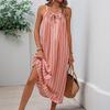 Elegant Suspender Bow Striped Loose Dress