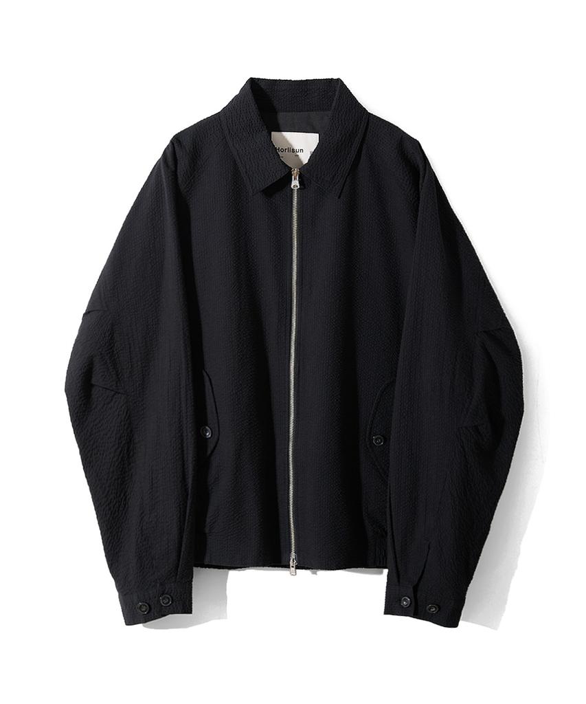 Horlisun Visitor Harrington Seersucker Jacket Black