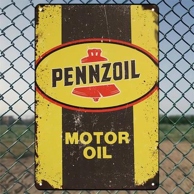 Винтажная металлическая жестяная вывеска Pennzoil - Идеально для декора гаража и мужской берлоги, Идеально для декора комнаты