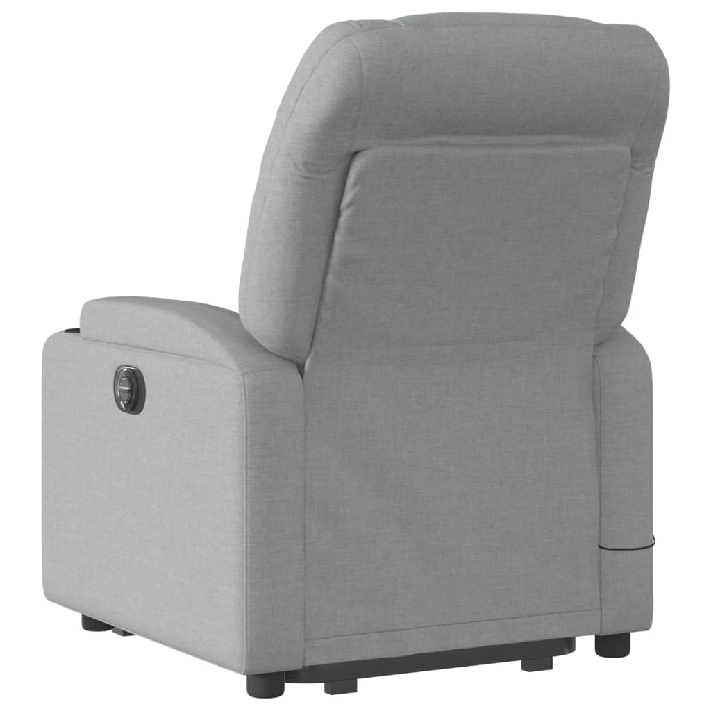 Massage Recliner with Rising Assistance Light Grey Fabric