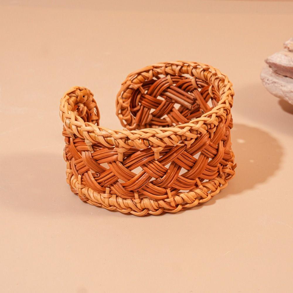 Браслет ручной работы в этническом стиле, кольцо на руку, богемный плетеный браслет, плетеный браслет из ротанга, для отпуска