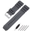 Ремешок для часов, силиконовый ремешок для часов 18, 20, 22 мм, мужской черный спортивный резиновый ремешок для дайвинга, серебряная пряжка из нержавеющей стали