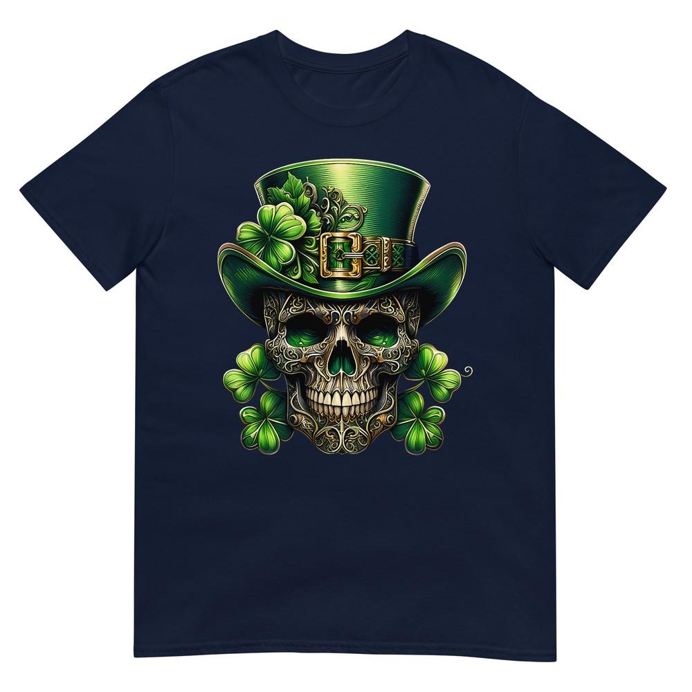 Sugar Skull St Patrick Day Of The Dead Lucky Shamrock Tshirt