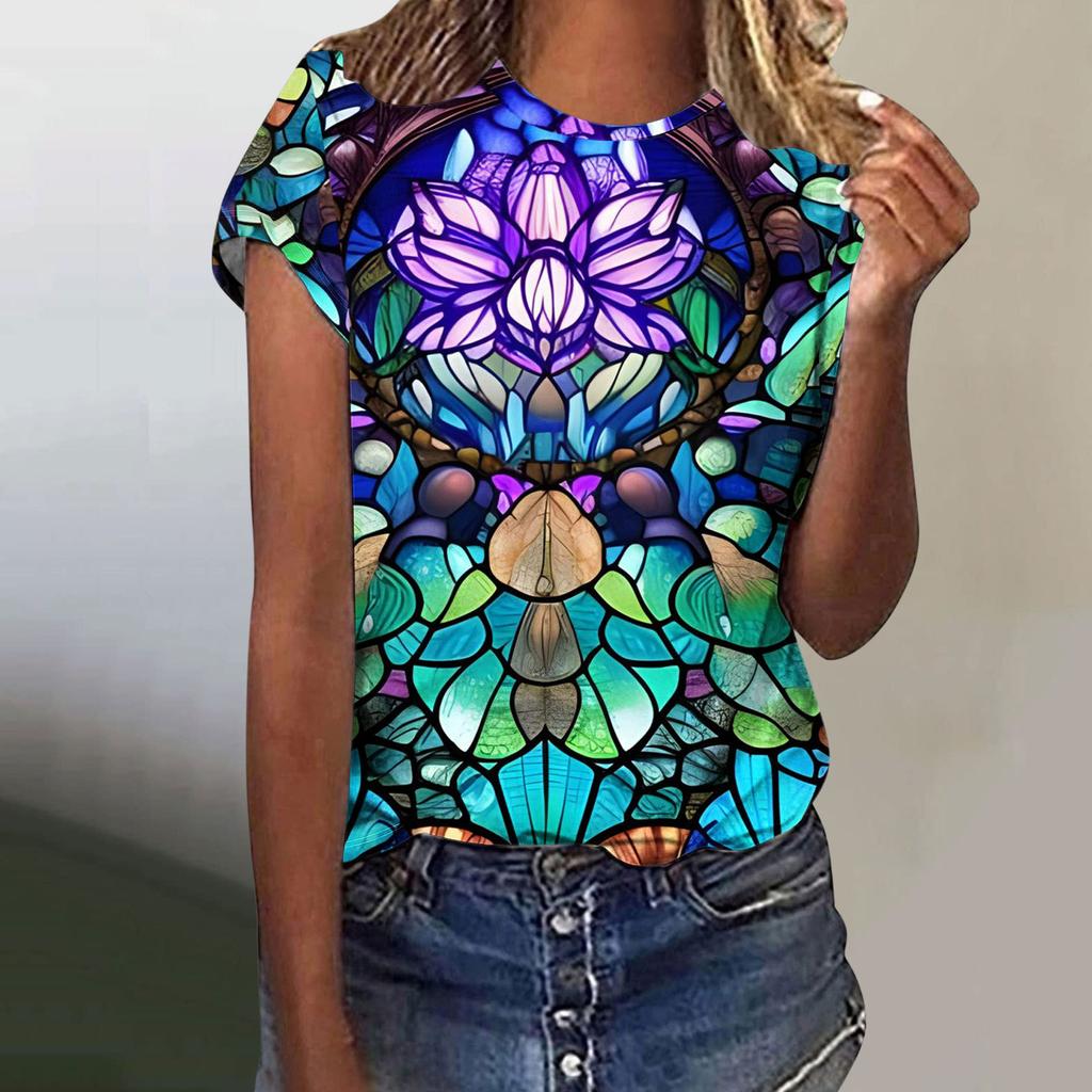 Женская футболка с принтом «Цветок, птица, бабочка» 3D Футболка женская модная футболка с круглым вырезом и коротким рукавом