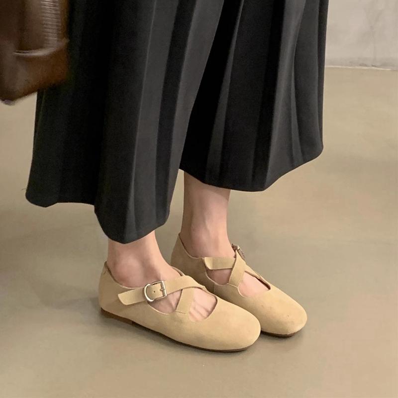 Fashion SUOJIALUN 2024 New Brand Women Flat Shoes Fashion Round Toe Ladies Elegant Mary Jane Shoes Shallow Soft Flat Heel Dress Ballerin