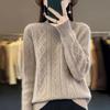 Women Half-high Neck Sweater 2025 Spring Winter New Thickened Foreign Fashion Loose Twisted Flowers Long-sleeved Knitted Bottoming Tops