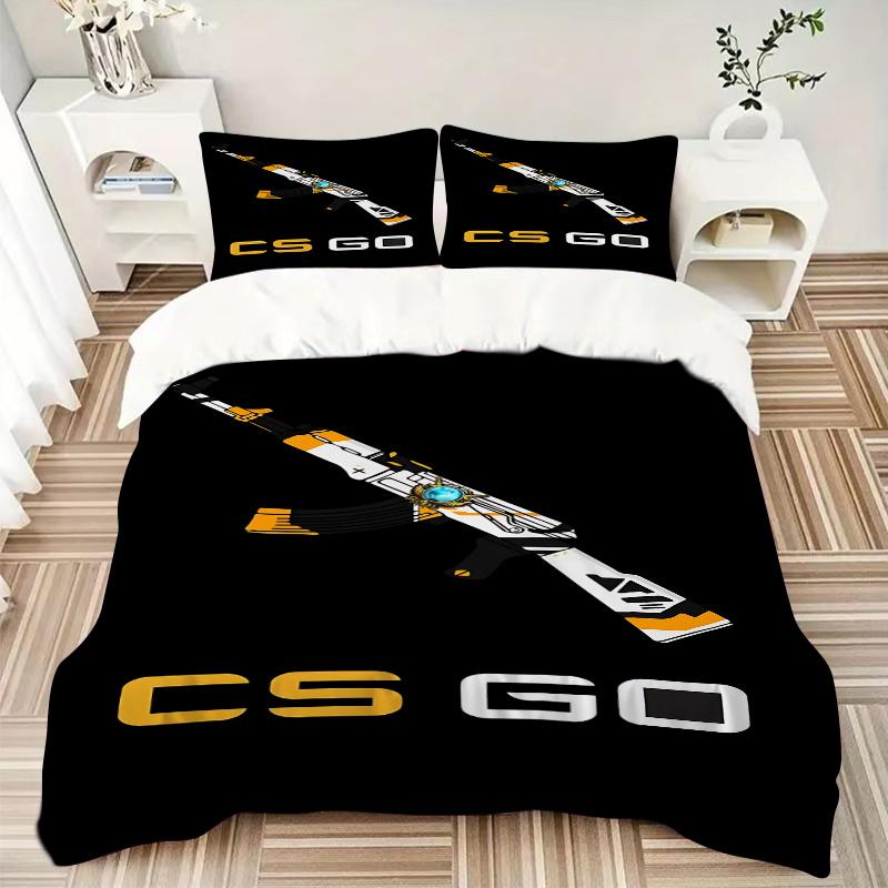 3 шт. Игровой комплект постельного белья в тематике CS GO - Идеально для геймеров, Декоративные аксессуары для спальни, Подарки на праздник, Незаменимые вещи для путешествий, Для ежедневного использования1202123