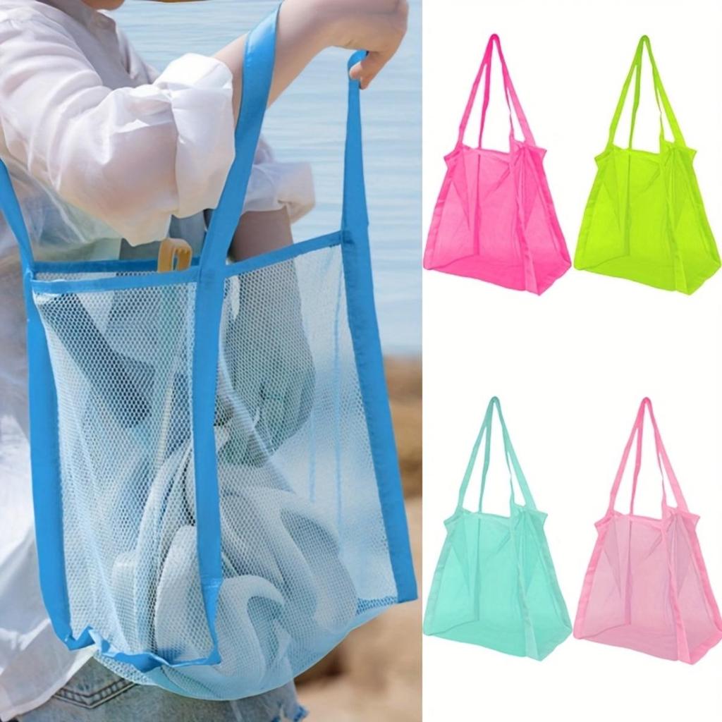 Outdoor Protable Mesh Bag Handbag Kids Toys Storage Bags Swimming Large Beach Bag For Towels Cosmetic Makeup Organizer