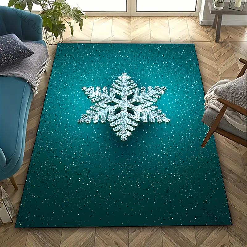 3D HD Printing Snowflake Printed Carpet,Rug for Living Room Bedroom, Office Large Areas,Durable Machine Washable Mat Nice Gifts