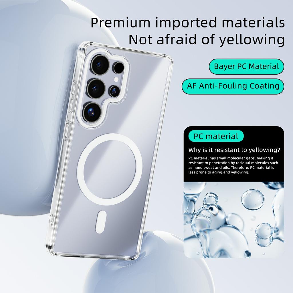 For Samsung Galaxy S25+ Case Compatible with MagSafe Anti Scratch Clear TPU PC Phone Back Cover
