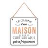 [R4578] - White 'Messages' Wooden Plaque (the Charm of a House - It Is the Friends Who Frequent It) - 20x20cm