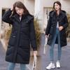 Женская пуховая куртка 2025 новая зимняя средней длины утолщенная с капюшоном свободного кроя корейская хлопковая куртка универсальная теплая куртка
