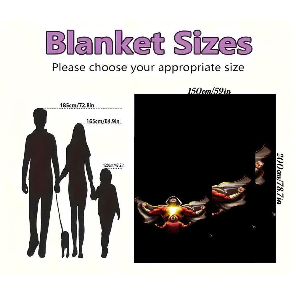 Shazam! Superhero Hoodie Transform into the Lightning Fast Hero!Blanket Flannel Throw Blanket for Sofa, Bed, Travel, Camping, Office, Couch, Chair