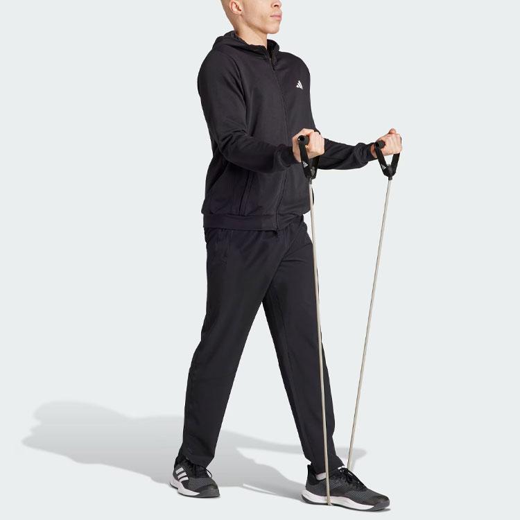 Adidas Толстовка с капюшоном для тренировок, черная/белая, мужская, уличная одежда IT4308