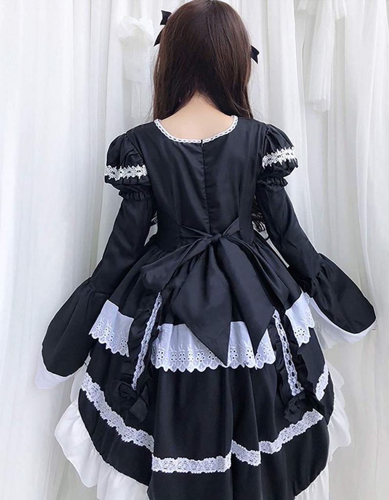 [Milky Time] Fishtail Lolita Dress with Hemline Made, 2-Way (Black)