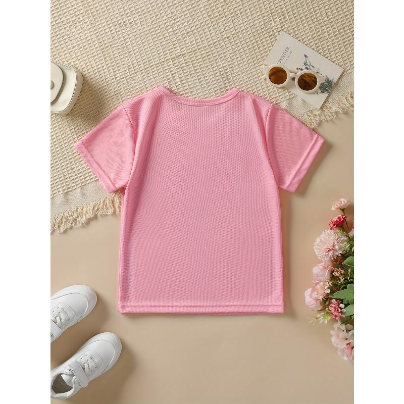 European sizes Summer Fashion Short-Sleeve Top for Girls with 'Grandma And Grandpa Love Me' Letter Print, Casual Style