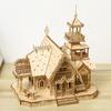 1PC 3D Wooden Puzzle Villa House Royal Castle with Light Assembly Toy Kid Adult DIY Model Kits Desk Decoration for Gift