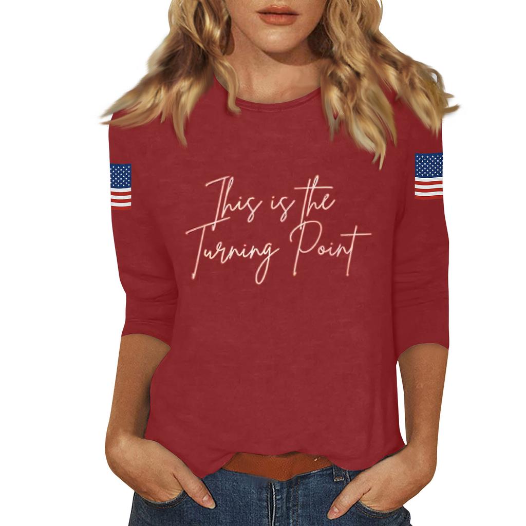 Women's Casual Fashionable Sexy Comfortable Neck Three-Quarter Sleeve Top