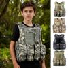 Kids Tactical Vest Multi-Pocket Adjustable Canvas Vest Outdoor Combat Vest for Boys Girls Role-Playing Hunting Game Training Gear