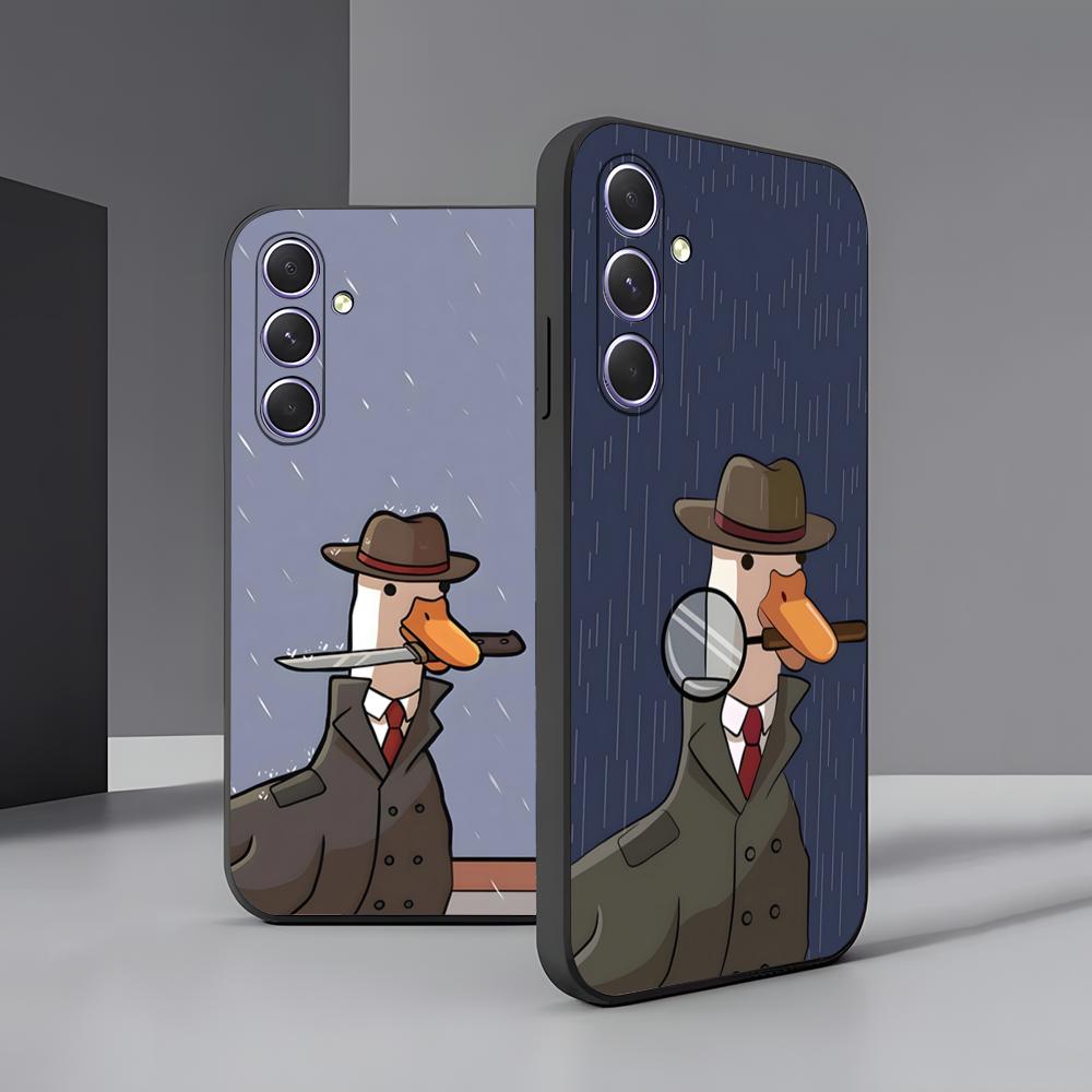 Смешной D-Утка Гусь Мем Чехол для Телефона Для Samsung A56 A36 A26 A16 A15 A25 A35 A55 A14 A34 A24 A54 Черный Мягкий Чехол