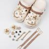 Shoe Charm DIY Pins Diamond Pearl Flower Metal Chain Decoration Buckle Shoes Charms Set Accessories Kids Girl Gift