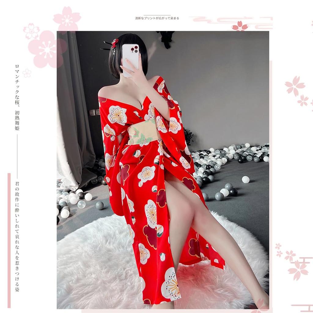 Комплект из 3 предметов юката косплей сексуальное длинное кимоно японская одежда цельный косплей чрезвычайно сексуальный эротический милый костюм нижнего белья эротический костюм нижнего белья