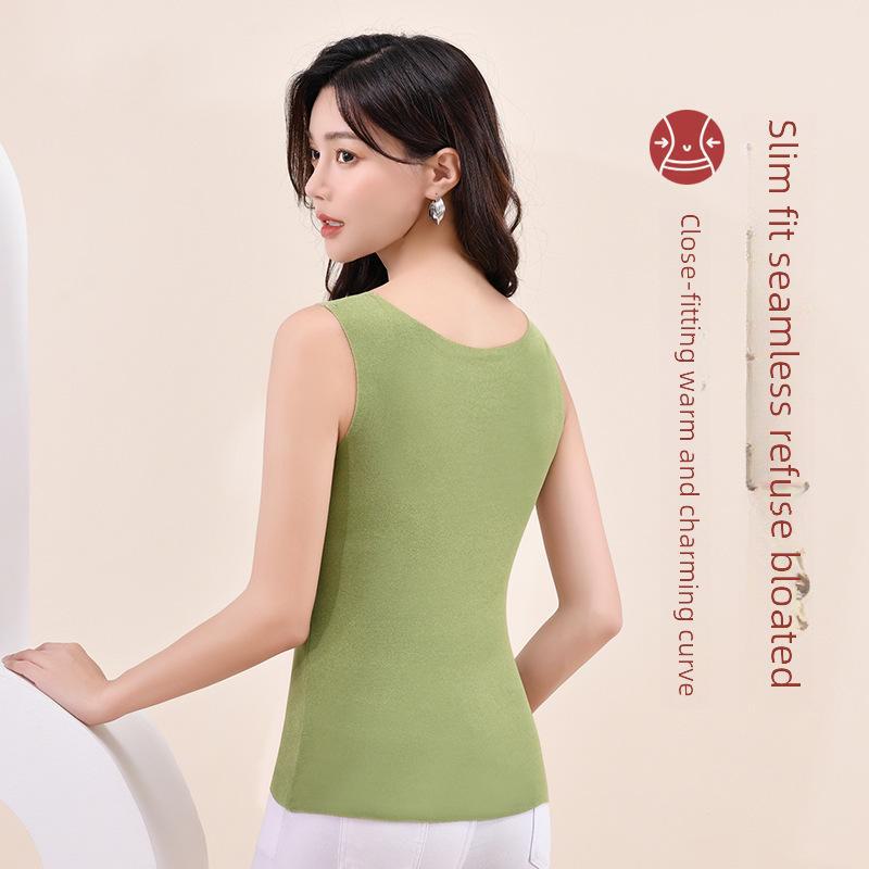 Женский самонагревающийся терможилет из немецкого бархата: Двусторонняя шлифовка, бесшовный, однотонный, плотный, осень/зима