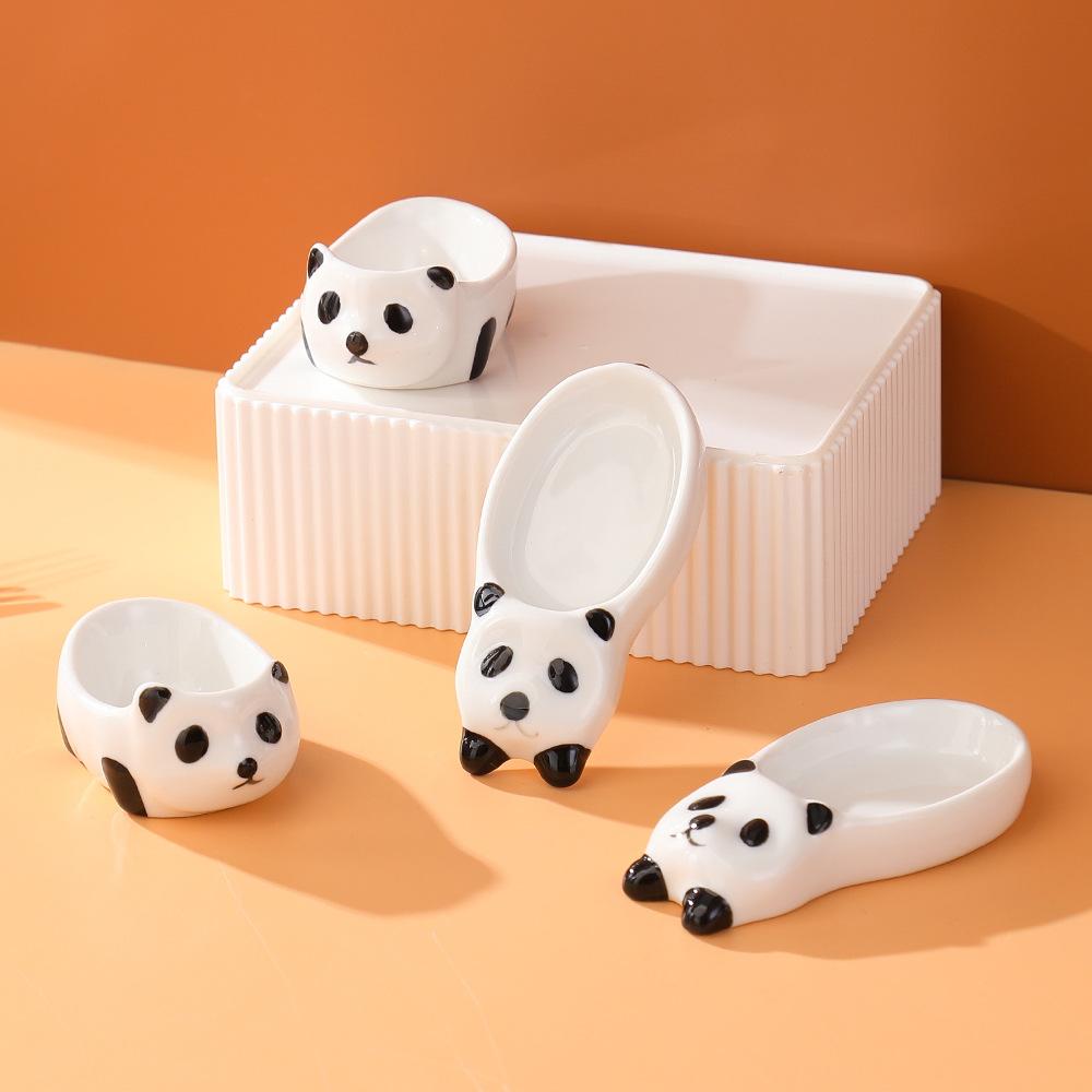 Мультяшная панда Керамическая тарелка для вкуса Бытовая Высококачественная Тарелка для соусов Масло Тарелка для уксуса Милая форма Тарелка для соусов для хот-пота