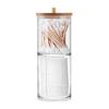 Qtip Holder Dispenser with Bamboo Lid Cotton Ball Pads Swabs Holder Jar Bathroom