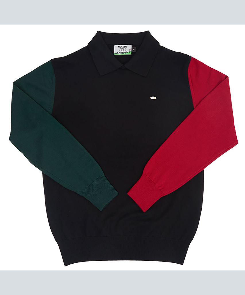 Mondiag [Mondiag X E.Enough] Men'S Merino Wool Round Collar Knit (Black Contrast)
