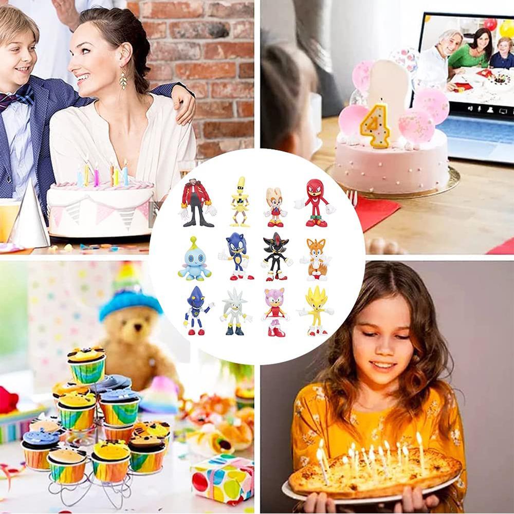 Набор из 12 мини-фигурок Соника для детского душа, дня рождения, тематической вечеринки