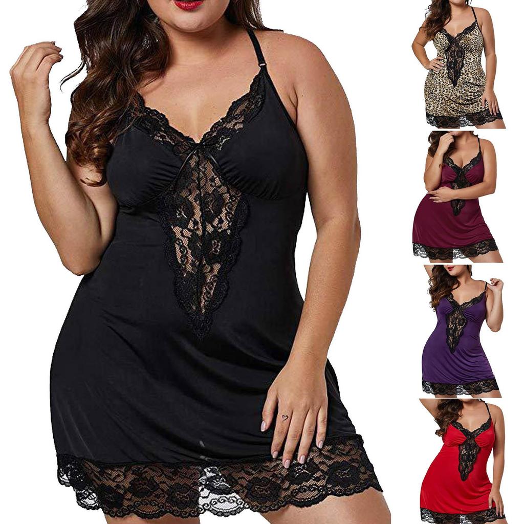Women Fashion Sexy Plue Size Lace Underwear Suspender Skirt Nightdress