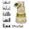 5 шт./набор Трафарет для торта Форма для выпечки Многоразовый Аэрограф Эйфелева башня Статуя Свободы Живопись Искусство Сделай сам