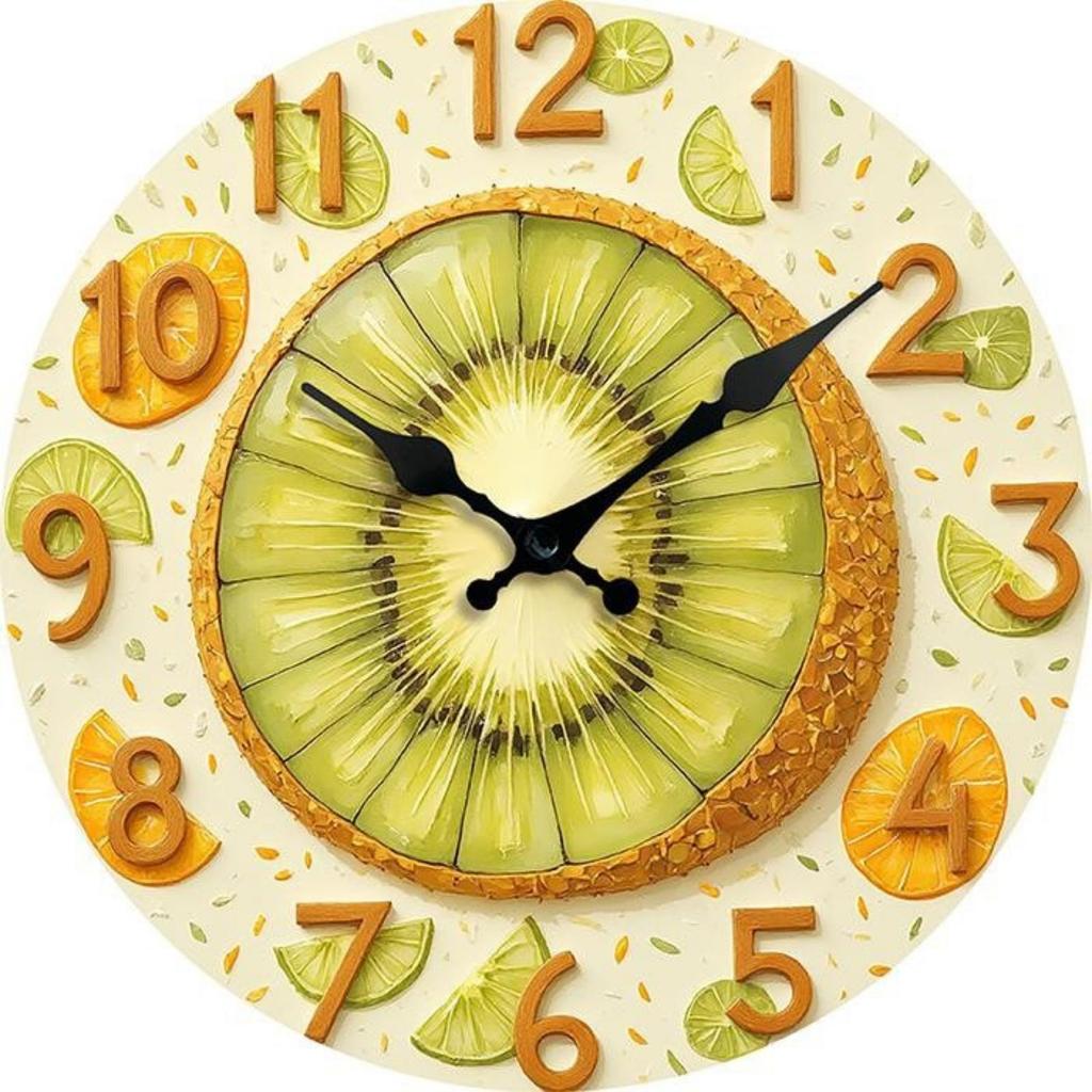 Fruit-Themed Wall Clock Nordic Style Botanical Pattern Decorative Home