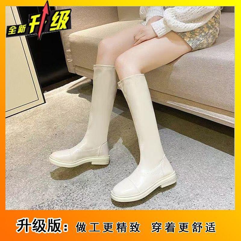 Martin Boots Women's 21 Autumn and Winter New Soft Leather British Style Knight Boots Long High Boots Fashionable and Thin But Knee Boots