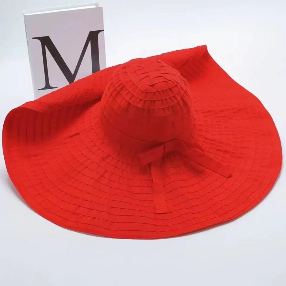 UV Anti DIY Moldable Wide Brim Hat Bowknot Women Sun Hat Simple Plastic Bucket Hat  Famale