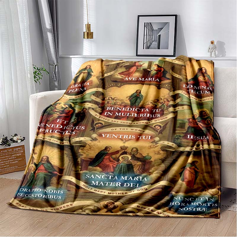 1 PC 3D printed flannel blanket (Our Lady of Guadalupe pattern) home blanket birthday gift..
