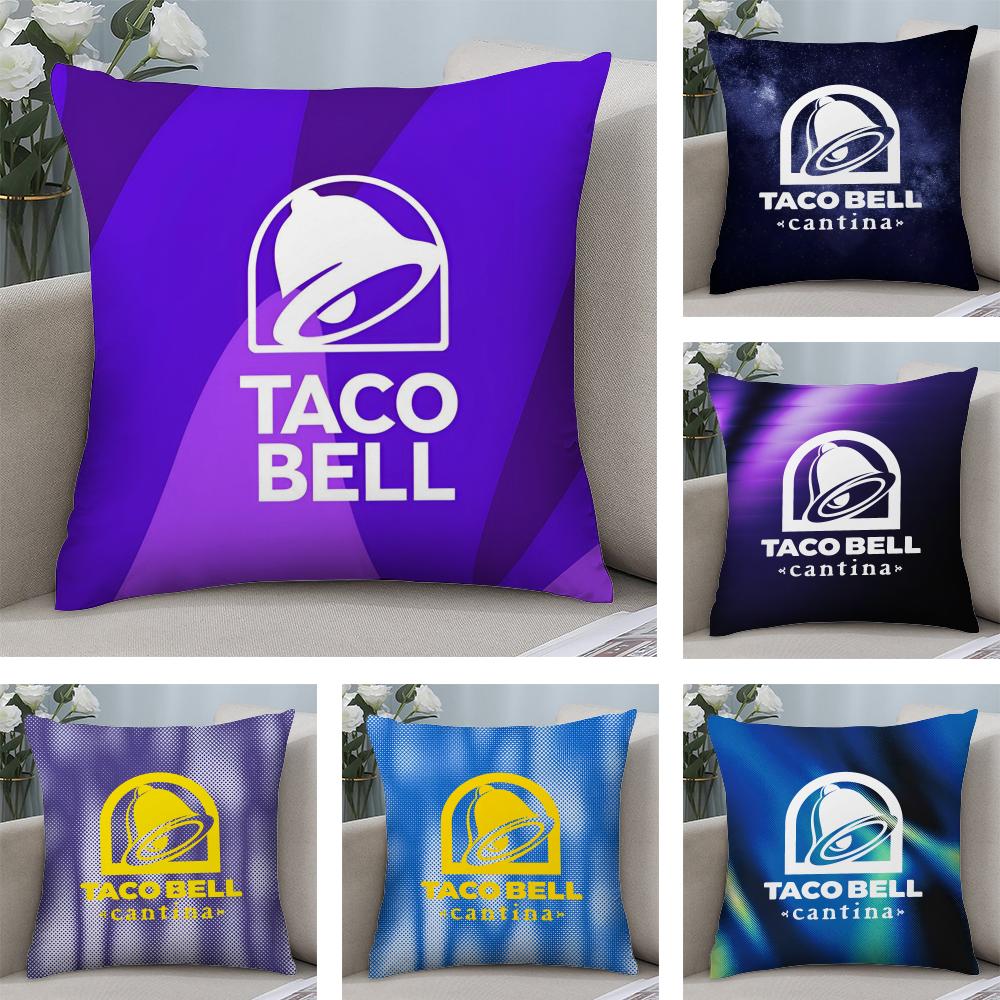 Mexican Flavor T-Taco Bell Cushion Cover Soft Plush Fabric Double-Sided Printed Sofa Cushion Cover for All Seasons Home Decor