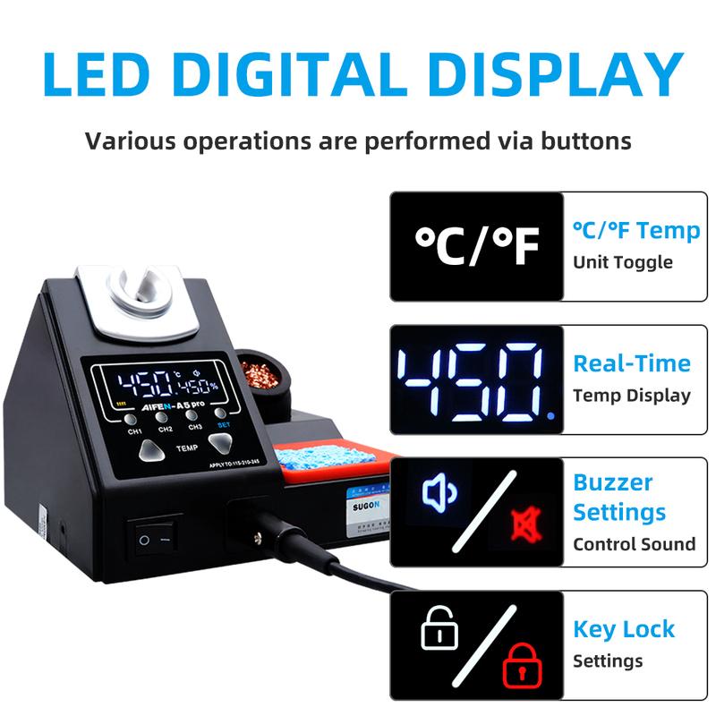 Aifen A5 pro Soldering Station Compatible Soldering iron Tips 210 245 115 HandleLead-free Electronic Welding Rework Station