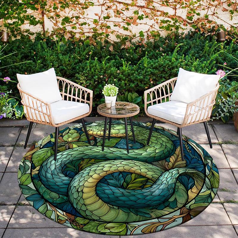 Snakes & Green Dragons pattern round rug,Carpet Rug for Living Room Bedroom Playroom ,Non-slip Floor Mat,Holiday Gifts and Birthday Gifts.