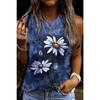 Летние топы с 3D-принтом «Цветок и стрекоза», женская мода, уличная одежда, свободный жилет с круглым вырезом, без рукавов, женская майка