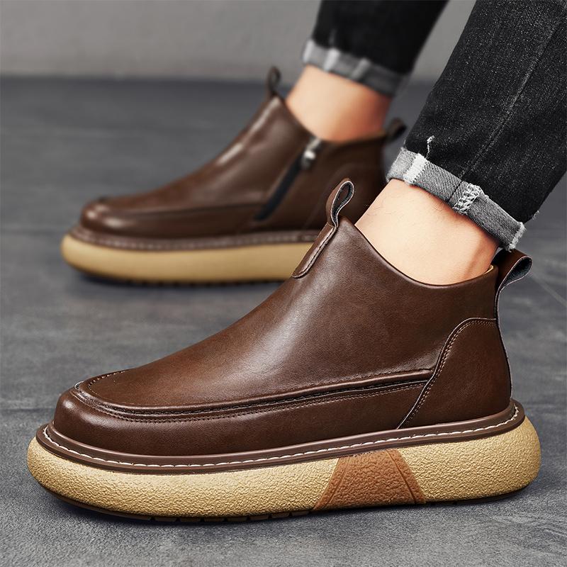 Fashion Casual Spring Autumn Cow Leather Shoes for Men New England Black Men's Dress Shoes Slip On New Designer Loafers Male