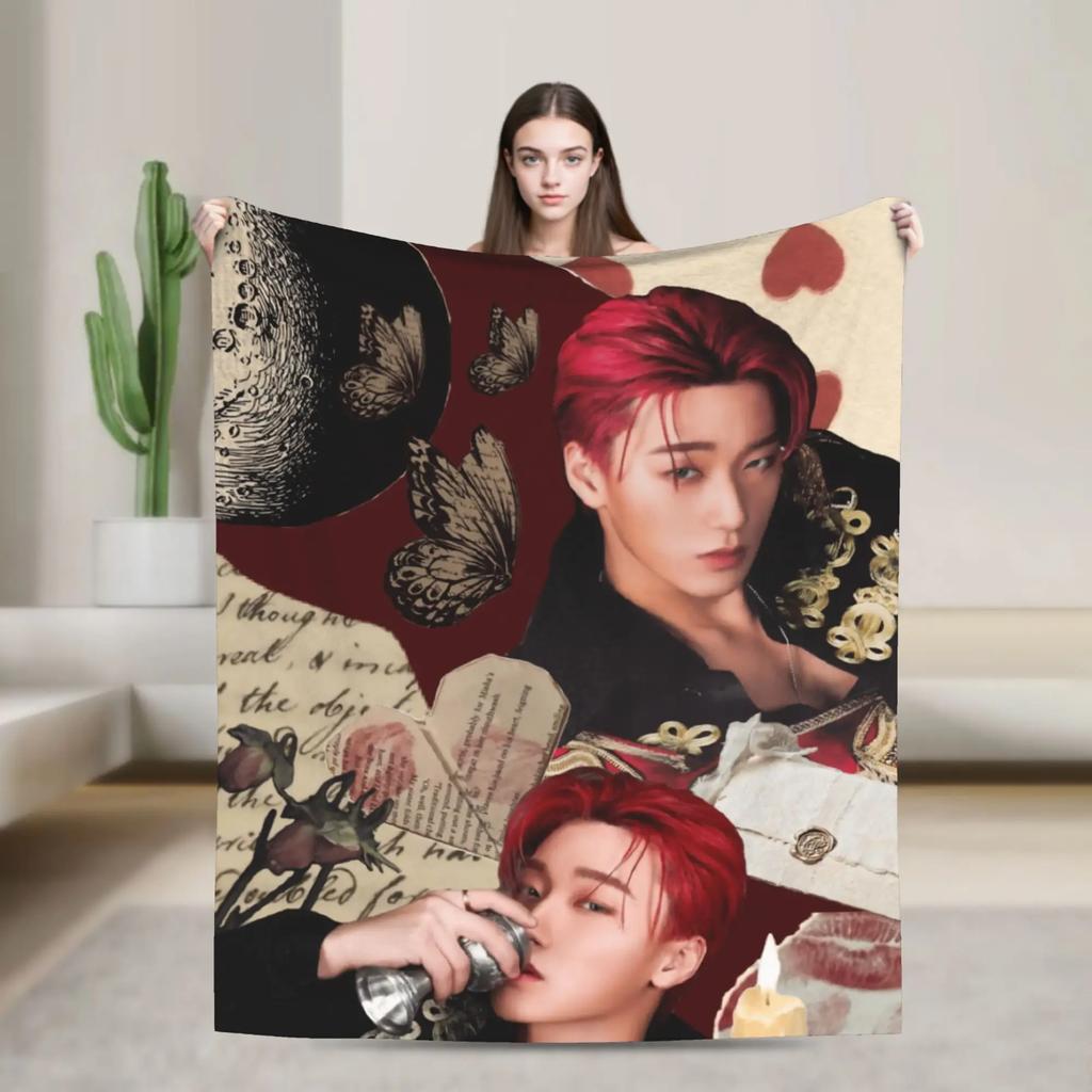 Супертеплые одеяла для кемпинга K-pop Ateez Чхве Сан Плед Фланелевое покрывало для улицы Новинка Чехол на диван-кровать